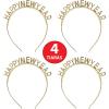 Beistle Gold Happy New Year Headbands, Set of 4, Festive Metallic NYE Party Headwear Accessories for New Year’s Eve Celebrations with HNY Design, Plastic Hair Decorations
