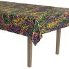Beistle Mardi Gras Tablecovers, 2-Count Rectangular Plastic Party Tablecloths in Green Golden Yellow and Purple, Disposable Table Covers for Parades and Fat Tuesday Celebrations, 54″ x 108″(Mardi Gras Beads)