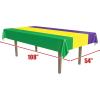 Beistle Mardi Gras Tablecovers, 2-Count Rectangular Plastic Party Tablecloths in Green Golden Yellow and Purple, Disposable Table Covers for Parades and Fat Tuesday Celebrations, 54″ x 108″(Mardi Gras)