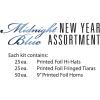 Beistle Midnight New Year Party Assortment Guests, Hi-Hats, 25 Fringed Tiaras, and 50 Horns, Elegant NYE Favors for Celebrations and Events, One Size, Blue/Gold