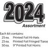 Beistle New Year 2024 Assortment for 50 People Party Favors and Supplies, NYE Photo Booth Props, Made in USA Since 1900, One Size, Silver/Black