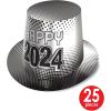 Beistle New Year 2024 Assortment for 50 People Party Favors and Supplies, NYE Photo Booth Props, Made in USA Since 1900, One Size, Silver/Black