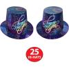 Beistle New Year’s Eve Celebration Assortment, Party Pack Hi-Hats, 25 Fringed Tiaras, and 50 Printed 9” Horns with Fireworks Design, NYE Supplies and Favors, One Size, Blue/Multi
