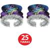 Beistle New Year’s Eve Celebration Assortment, Party Pack Hi-Hats, 25 Fringed Tiaras, and 50 Printed 9” Horns with Fireworks Design, NYE Supplies and Favors, One Size, Blue/Multi