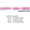 Beistle New Year’s Eve Rave Asst For 50- Black Light Reactive- NYE Party Supplies- Hats, Tiaras, Horns- Made in USA