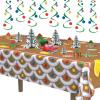 Beistle Orange & Black Stripes Tablecover(Gingerbread House)