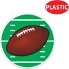 Beistle Plastic Football Placemats, Set of 4, Round Sports-Themed Table Mats for Parties, Birthdays, Banquets, and Game Day Events, Clear with Printed Football Design, 13”