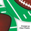 Beistle Plastic Football Placemats, Set of 4, Round Sports-Themed Table Mats for Parties, Birthdays, Banquets, and Game Day Events, Clear with Printed Football Design, 13”