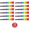 Beistle Set of 12 Glitter Print Rainbow Noisemaker Horns, 9”, Colorful LGBTQ+ Party Favors, Pride Parade Swag, USA Made