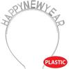 Beistle Silver Happy New Year Headbands, Set of 4, Festive Metallic NYE Party Headwear Accessories for New Year’s Eve Celebrations with HNY Design, Plastic Hair Decorations