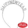 Beistle Silver Happy New Year Headbands, Set of 4, Festive Metallic NYE Party Headwear Accessories for New Year’s Eve Celebrations with HNY Design, Plastic Hair Decorations