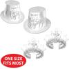 Beistle White & Silver New Year’s Eve Assortment For 50 People NYE Party Supplies, Photo Booth Props, Hats, Tiaras, Horns, Made In USA Since 1900, One Size