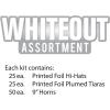 Beistle Whiteout New Year Assortment, Party Pack Hi-Hats, 25 Plumed Tiaras, and 50 Foil 9” Horns-Elegant Favors and Accessories for NYE Celebrations, One Size, White/Silver