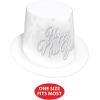Beistle Whiteout New Year’s Eve Hi-Hats, 12 Elegant White and Silver Foil Top-Hats for NYE Celebration, Countdown Headwear Party Favors and Accessories