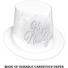 Beistle Whiteout New Year’s Eve Hi-Hats, 12 Elegant White and Silver Foil Top-Hats for NYE Celebration, Countdown Headwear Party Favors and Accessories