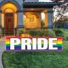 Jumbo Gay Pride Yard Sign With Stakes