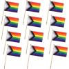 Beistle 12 Piece 4″ x 6″ Fabric Pride Flags on 9.75″ Ball Tipped Wooden Sticks, LGBTQ+ Parade Events, Multicolor