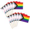 Beistle 12 Piece Polyester Fabric Rainbow Pride Flags With Wooden Sticks LBGTQ Party Decorations