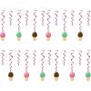Beistle 24 Piece Ice Cream Theme Party Decoration Hanging Spirals, 15″ – 25.5″, Pink/Tan/Green/Brown