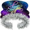 Beistle 25-Pack New Year’s Eve Celebration Tiaras, Metallic with Fireworks Design and Silver Fringe, Perfect Party Favors for NYE Events