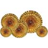 Beistle 5 Piece Metallic Foil Hanging Decorative Fans for Birthday Party, Anniversary Celebration, Bridal Shower, Happy New Year’s Eve Decorations(Gold)