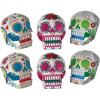 Beistle 6 Piece Three Dimensional Sugar Skull Day Of The Dead Centerpieces – Eye-Catching Dia De Los Muertos Party Decorations, Made In USA Since 1900