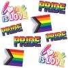 Beistle 8-Count Plastic Pride Cutouts, Reusable Rainbow Decorations with “Love is Love” Design for Indoor/Outdoor Use, Show LGBTQ+ Support and Celebrate Equality