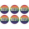 Beistle Ally Buttons – 6-Pack Round Rainbow Pin-Back Badges with Prismatic “ALLY” Text for LGBTQIA+ Support, Parades, Gay Pride Events, Advocacy, and Inclusive Visibility, 2”