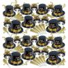 Beistle Black & Gold Legacy Happy New Year’s Eve Party Supplies Assortment For 50 People – NYE Photo Booth Props – Hats, Tiaras, Horns, Necklaces