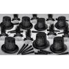 Beistle Blackout New Year Assortment Party Pack Hi-Hats, 25 Plumed Tiaras, and 50 Foil 9” Horns-Elegant Favors and Accessories for NYE Celebrations, One Size, Black/Silver