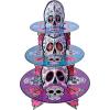 Beistle Day of The Dead Cupcake Stand, 16”- Dia de Los Muertos 3-Tier Treat Display, Sugar Skull Dessert Tray for Halloween Celebrations and Mexican Fiestas (Pack of 2)(11.3″)
