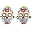 Beistle Day of the Dead Masks, Sugar Skull Design with Elastic for Dia de los Muertos Celebrations, Halloween Parties, and Festive Mexican Events