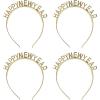 Beistle Gold Happy New Year Headbands, Set of 4, Festive Metallic NYE Party Headwear Accessories for New Year’s Eve Celebrations with HNY Design, Plastic Hair Decorations