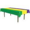 Beistle Mardi Gras Tablecovers, 2-Count Rectangular Plastic Party Tablecloths in Green Golden Yellow and Purple, Disposable Table Covers for Parades and Fat Tuesday Celebrations, 54″ x 108″(Mardi Gras II)