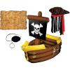 Beistle Pirate Themed Party Decoration Kit – Inflatable Ship Drink Cooler, Caribbean Pirate Hat with Dreadlocks, Treasure Map, Pirate Eye Patch, Plastic Gold Earring – Halloween Dress Up