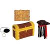Beistle Pirate Themed Party Decoration Kit – Inflatable Treasure Chest Drink Cooler, Caribbean Pirate Hat with Dreadlocks, Treasure Map, Pirate Eye Patch, Plastic Gold Earring – Halloween Dress Up