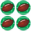 Beistle Plastic Football Placemats, Set of 4, Round Sports-Themed Table Mats for Parties, Birthdays, Banquets, and Game Day Events, Clear with Printed Football Design, 13”