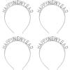 Beistle Silver Happy New Year Headbands, Set of 4, Festive Metallic NYE Party Headwear Accessories for New Year’s Eve Celebrations with HNY Design, Plastic Hair Decorations