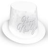 Beistle Whiteout New Year’s Eve Hi-Hats, 12 Elegant White and Silver Foil Top-Hats for NYE Celebration, Countdown Headwear Party Favors and Accessories