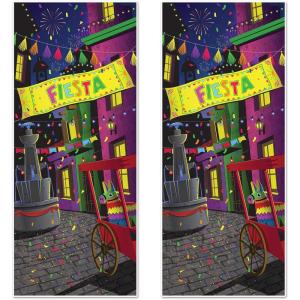 Beistle Fiesta Door Covers – 2-Count All-Weather Plastic Party Decorations for Entryways – Colorful Mexican Scene with Pinata & Banner for Cinco De Mayo Celebrations – 6′ x 30″(Fiesta)