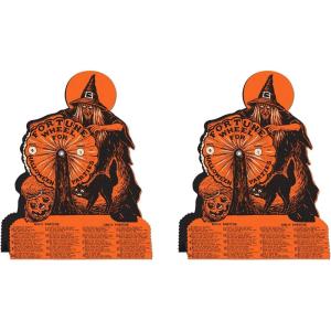 Beistle Halloween Fortune Wheel Game, 9-Inch by 7-1/2-Inch, Multi-Colored(Vintage Hllwn Witch Fortune Wheel Game – 2 Pieces)
