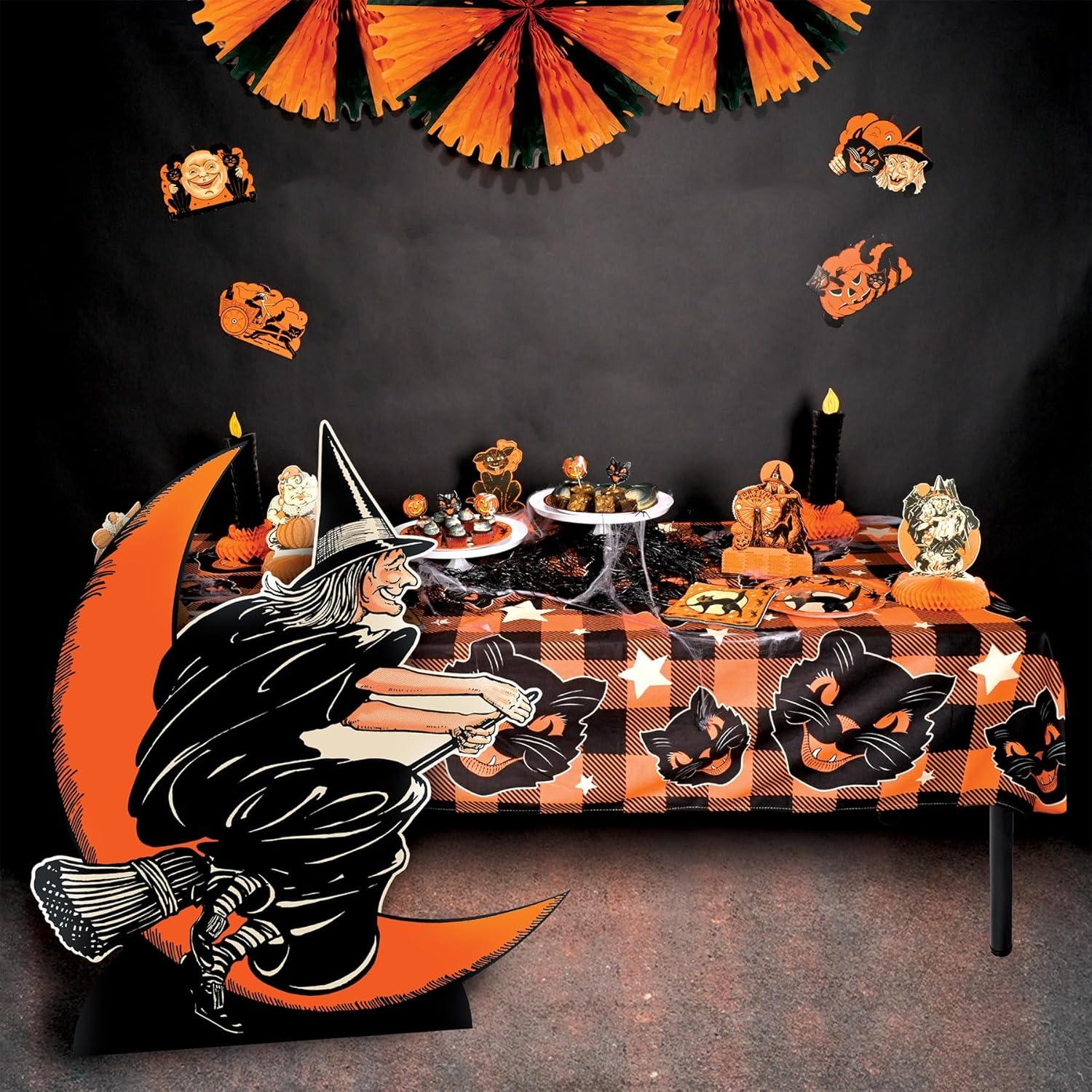 imageBeistle 4 2quot x 3 775quot Vintage Halloween Photo Prop with Easel Witch ampamp Moon Party Decoration Photography Backdrop OrangeBlack