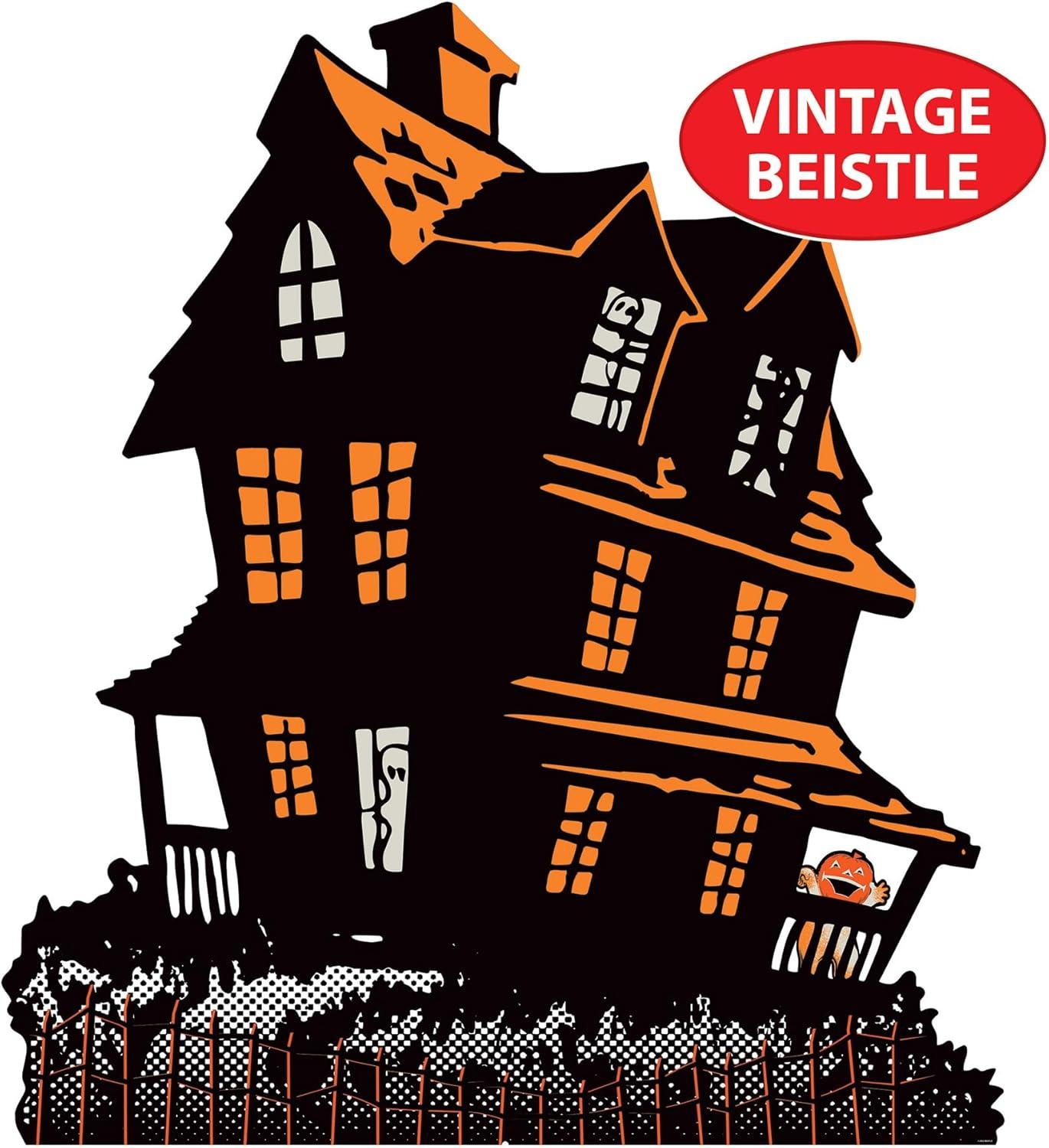 imageBeistle 4 3quot x 3 9quot Vintage Halloween Photo Prop with Easel Haunted House Party Decoration Photography Backdrop