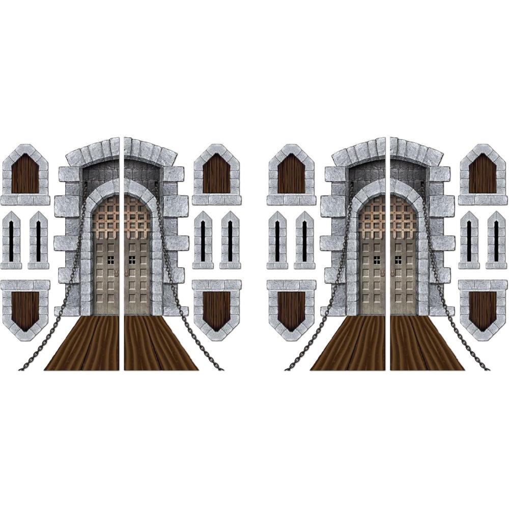imageBeistle 18 Piece Castle Door ampamp Windows Props 16quot64quot Printed Plastic Medieval Party Wall Decorations for Princess BirthdayCastle Door  Window