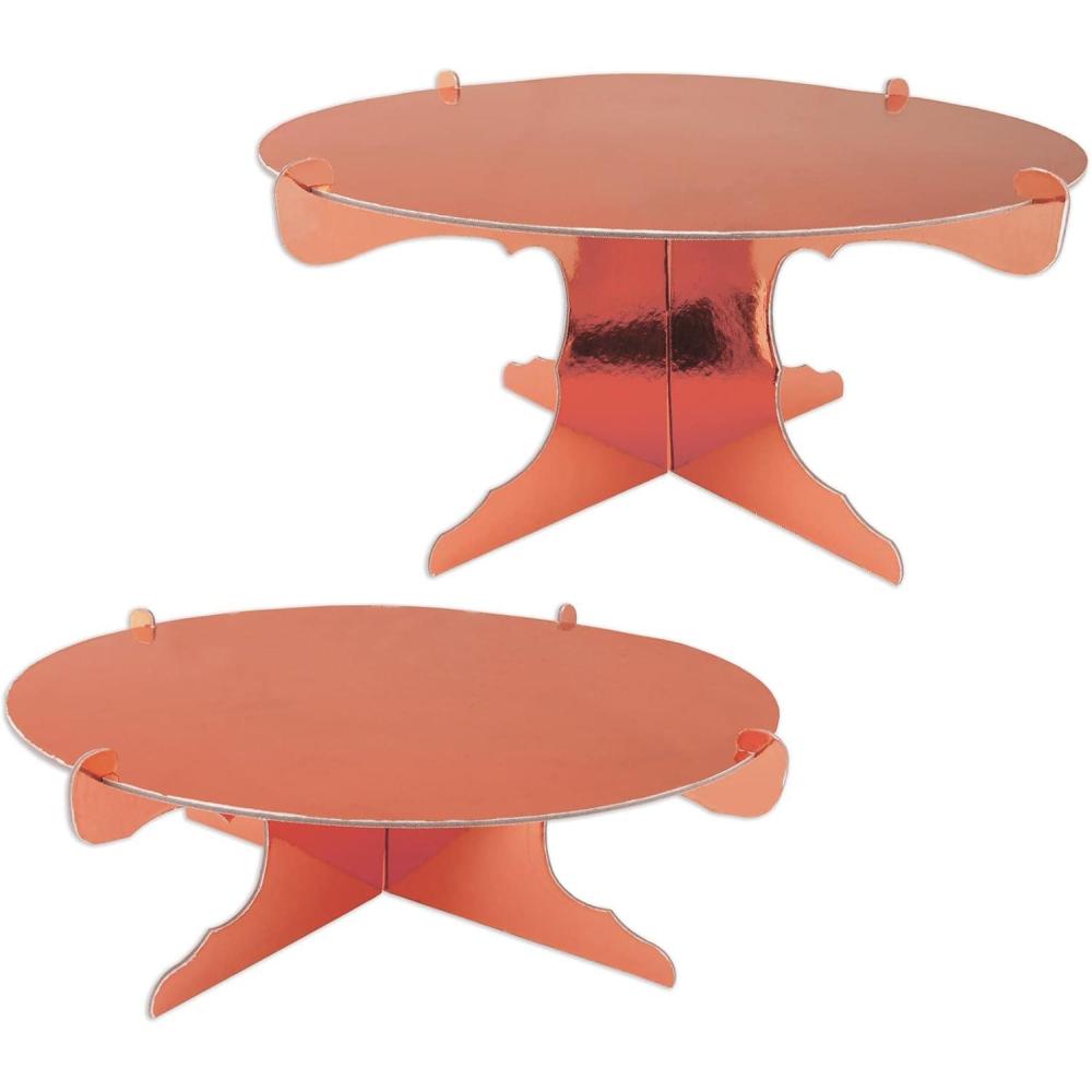 imageBeistle 2 Piece Durable Boardstock 3Tier Cupcake Stands for Birthday Parties Wedding Reception Centerpieces Halloween Dessert HoldersMetallic Cake Stands Rose Gold