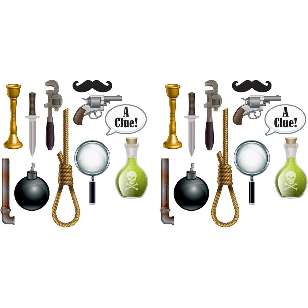 imageBeistle 22 Piece Murder Mystery Photo Fun Signs Crime Scene Cutouts for Halloween Photo Booth Detective ampamp Sherlock Homes Party Decorations 7quot 2075quot