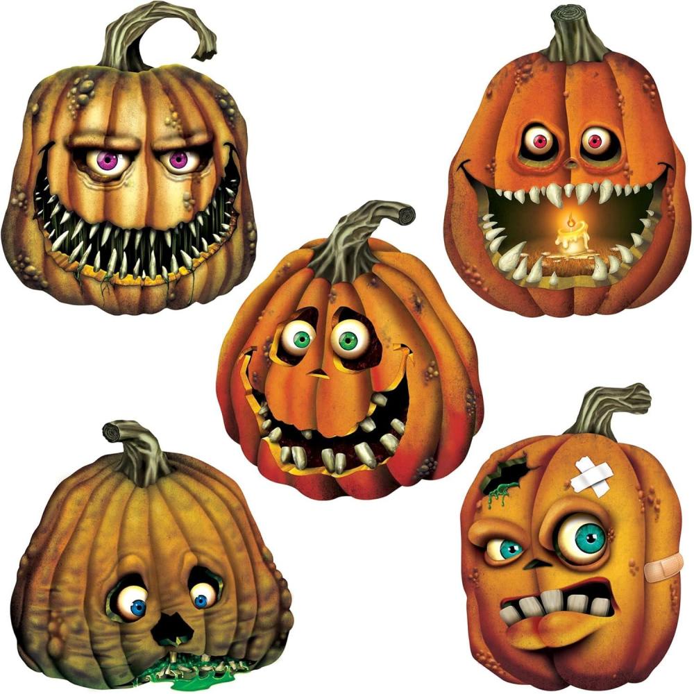 imageBeistle 5 Piece Paper Creepy JackOLantern Cut Outs Halloween Party Decorations Fall Dcor Made In USA Since 1900