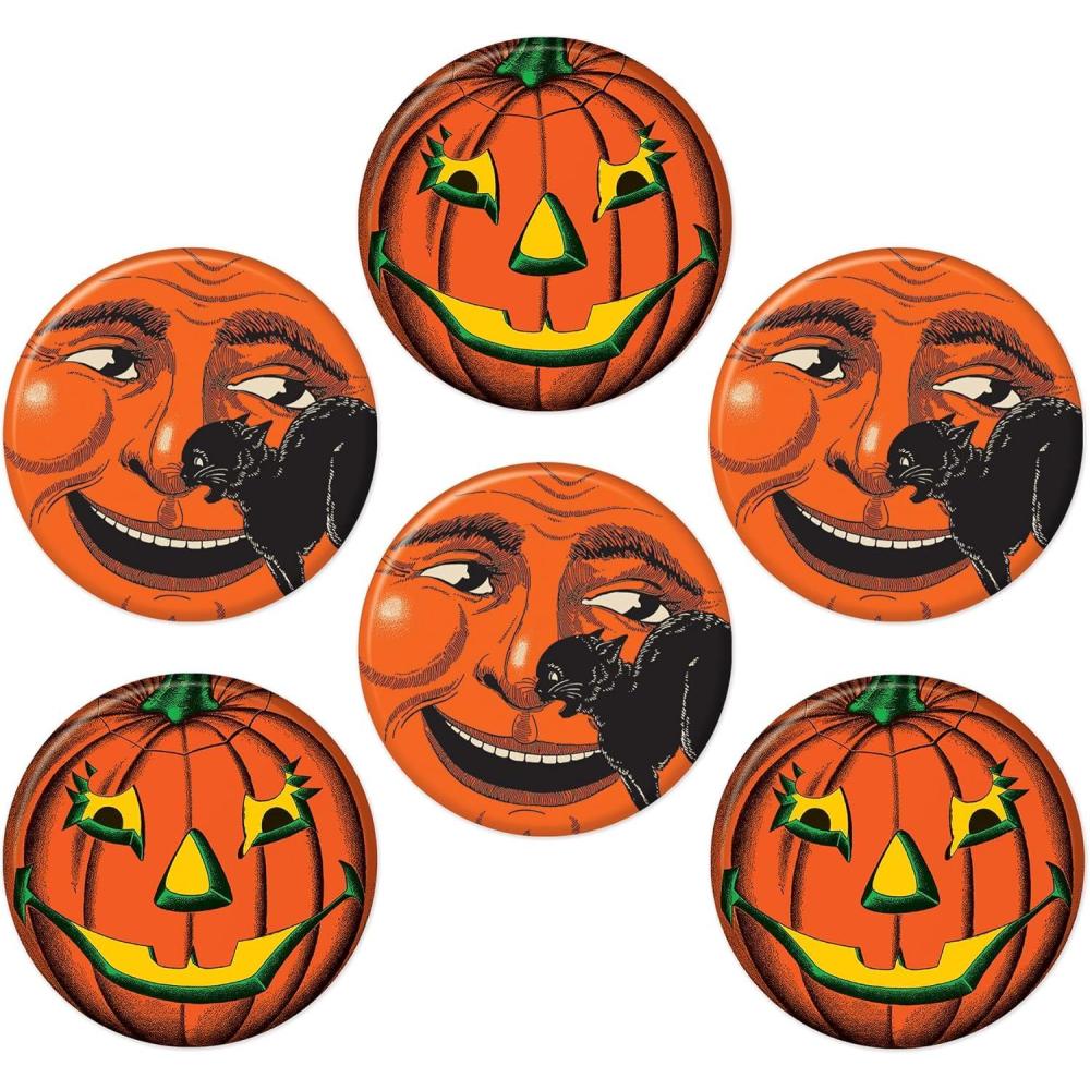 imageBeistle 6 Piece 2quot Halloween Buttons Festive Spooky Accessories for Shirts Jackets and Bags