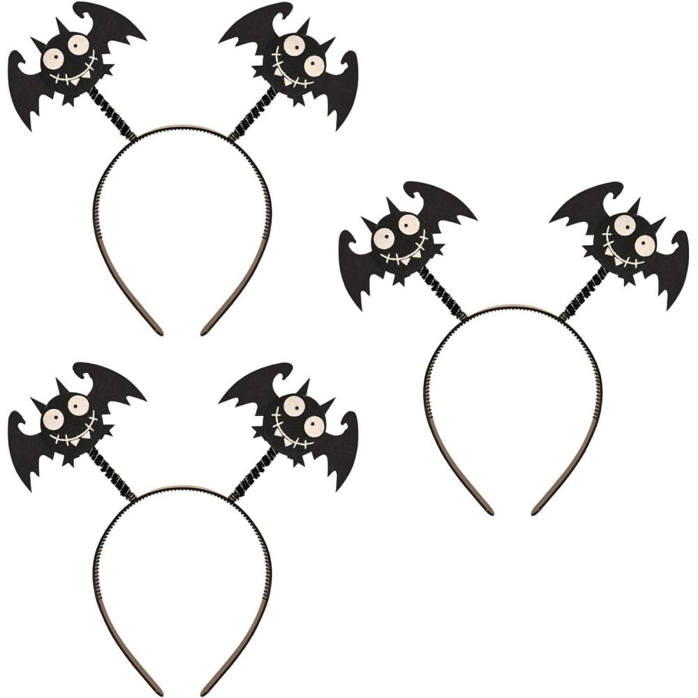 imageBeistle Bat Bopper Headbands with Smiling Face and Bat Wings Pack of 3 Halloween Costume Parties Vampire Cosplay Gothic Headband Accessories Spooky Headwear