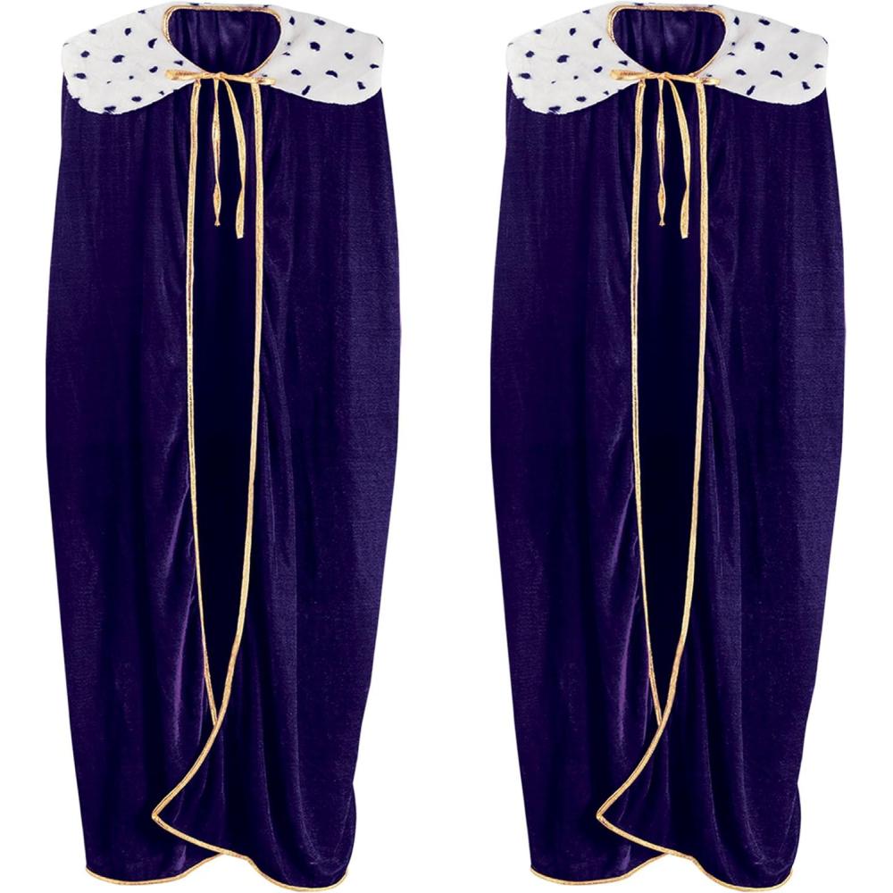 imageBeistle Child Size Red King Queen Robe Fantasy Prince Princess Medieval Halloween Costume Cape Mardi Gras Accessory 33quotAdult KingQueen Robe  Purple 2pack
